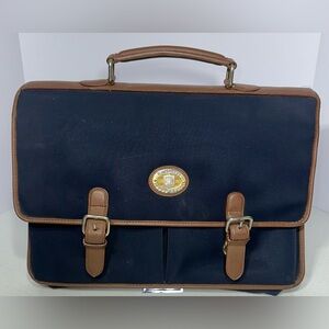 Burberrys Vintage Briefcase Leather/Canvas Business Bag